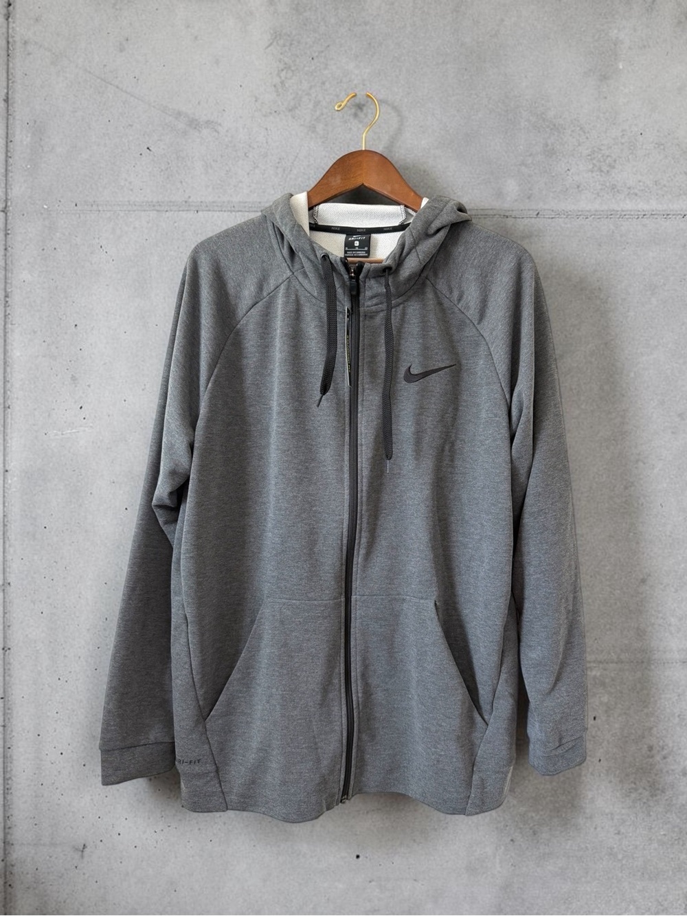 Nike Dri-FIT Full Zip Fleece Hoodie Charcoal Heather Black NWT XL
